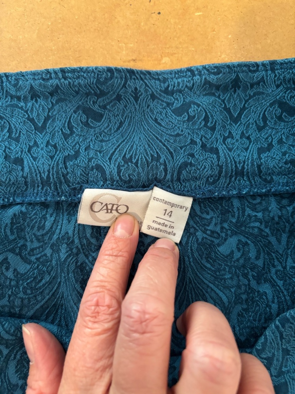 3/$20 Cato Teal/Blue Patterned Pull-On Pants - Picture 3 of 4